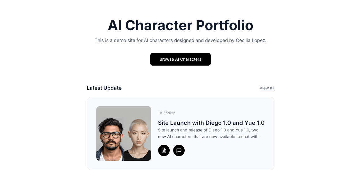 AI Characters website